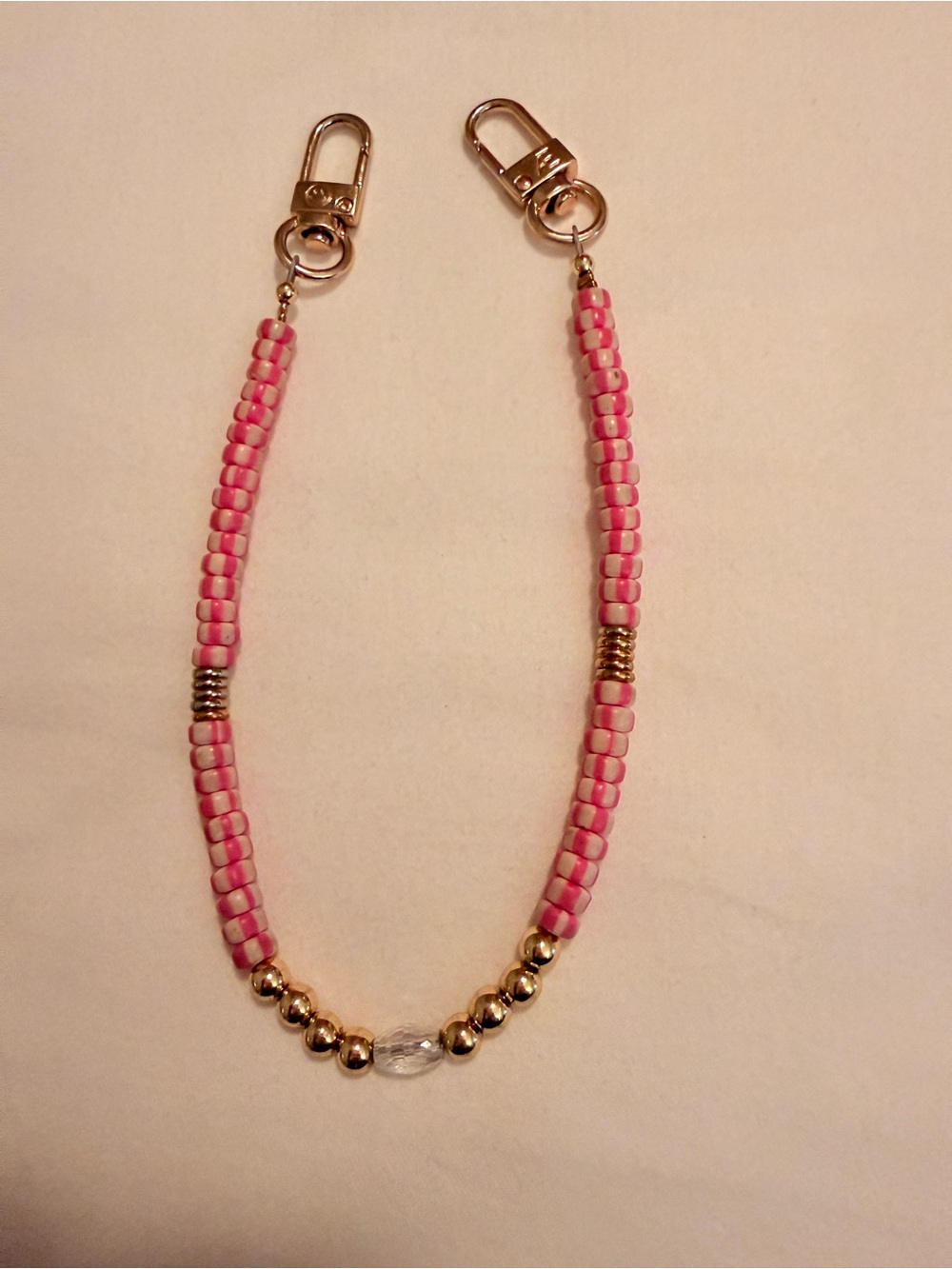 Pink Beaded Cell Phone Wristlet